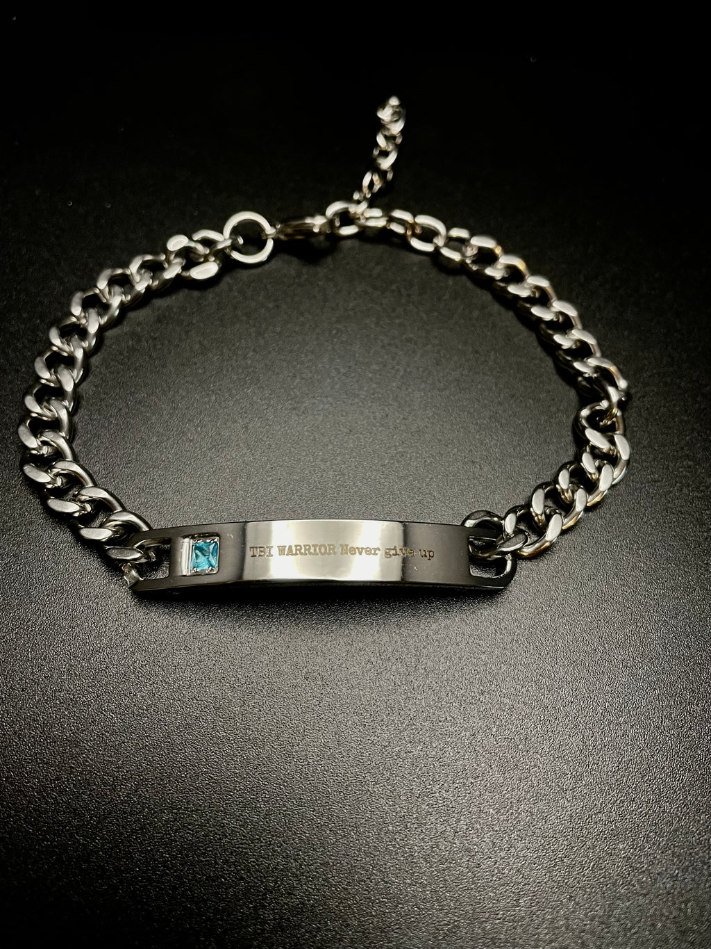 Custom TBI WARRIOR Chain Bracelet with Blue Stone