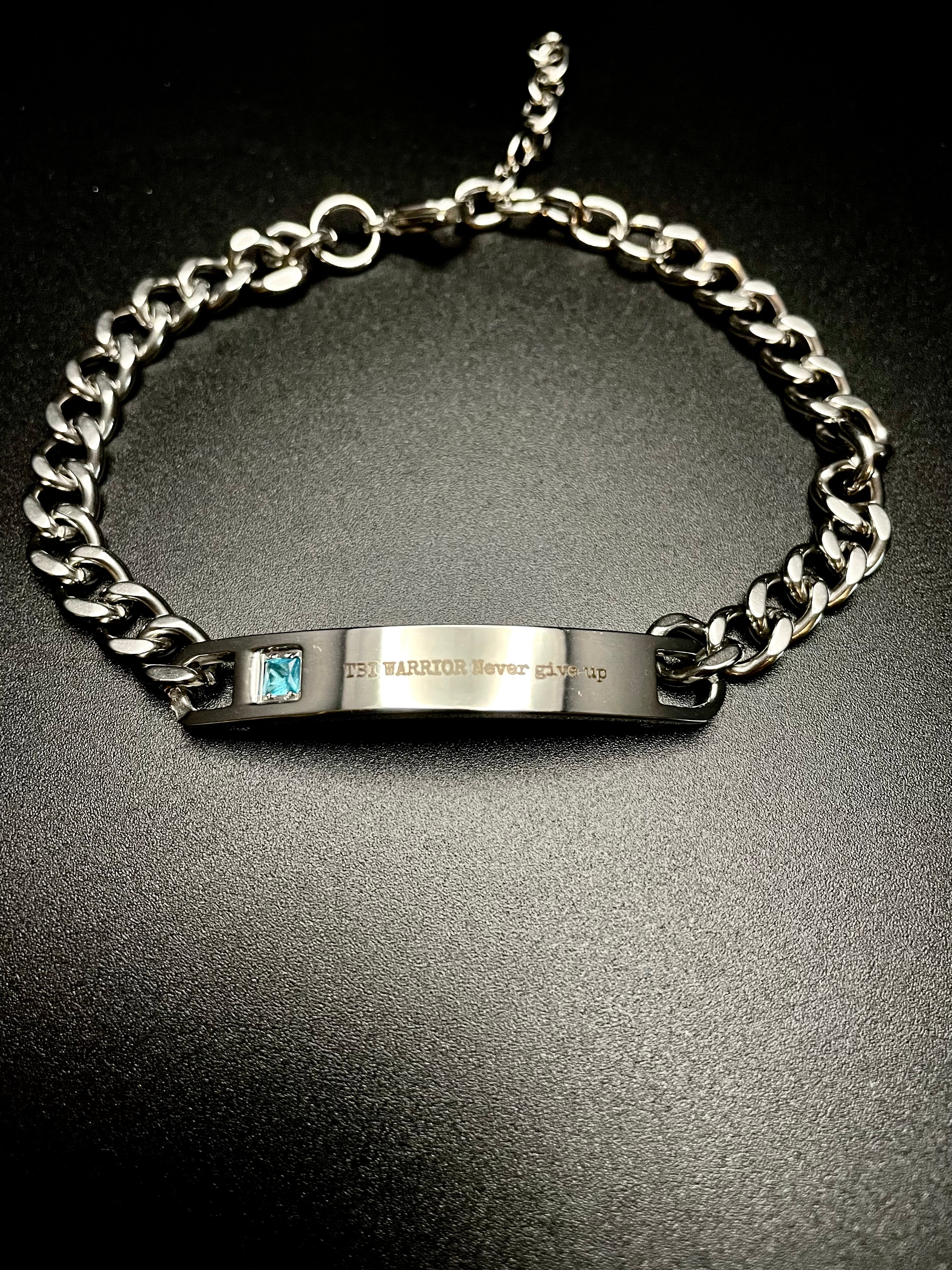 Custom TBI WARRIOR Chain Bracelet with Blue Stone