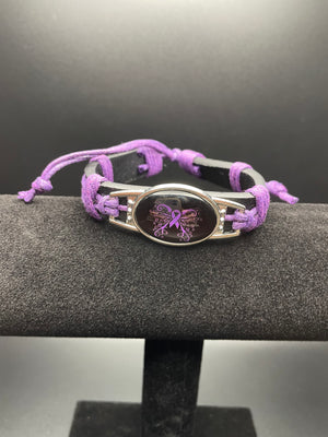 Fibromyalgia Purple Ribbon Butterfly Bracelet