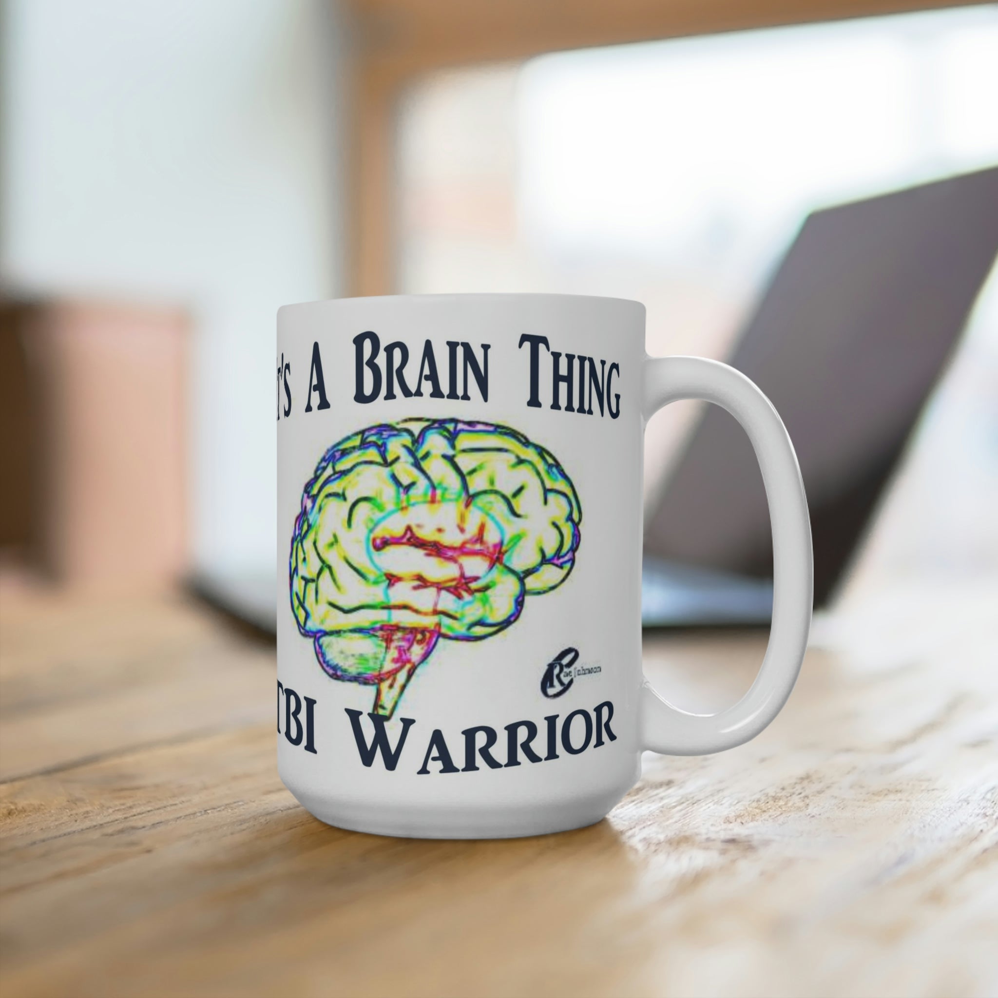 TBI Warrior Brain Bling White Mug 15oz