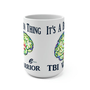 TBI Warrior Brain Bling White Mug 15oz