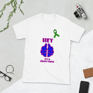 Hey, It's a Brain Thing Green Ribbon Brain Image Short-Sleeve Unisex T-Shirt